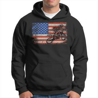 American Flag Biker Motocross Usa Pride Rider Patriotic Hoodie | Mazezy