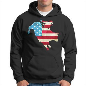American Flag Bull Rider Gift Retro Rodeo Bull Riding Rodeo Funny Gifts Hoodie | Mazezy
