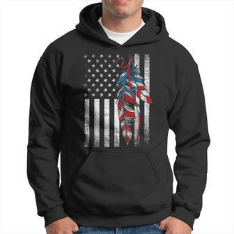 American Flag Native Feather Pride Month Indigenous Hoodie | Mazezy