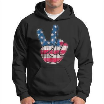 American Flag Peace Sign Hand 4Th Fourth Of July Hoodie - Monsterry DE