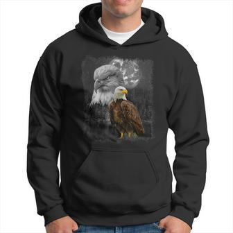 American Nature Bald Eagle Moon Sketch Wildlife Portrait Hoodie - Thegiftio UK