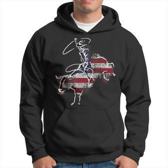 American Rodeo Bull Riding Retro Grunge Usa Vintage Flag Rodeo Funny Gifts Hoodie | Mazezy