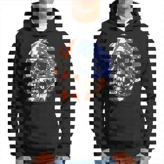 American Skull Patriotic American Flag Skeleton Patriotic Funny Gifts Hoodie | Mazezy