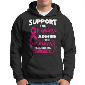 Angel Wing Pink Support The Fighters Breast Cancer Awareness Hoodie - Seseable
