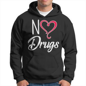 Anti Drug And Alcohol No Drugs Heart Shape Red Ribbon Hoodie | Mazezy