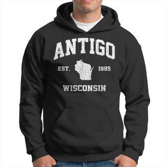Antigo Wisconsin Wi Vintage State Athletic Style Hoodie | Mazezy