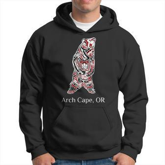 Arch Cape Oregon Native American Indian Brown Grizzly Bear Hoodie | Mazezy