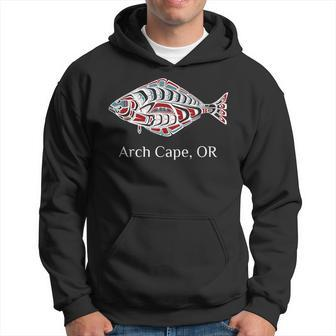 Arch Cape Oregon Native Indian American Halibut Fisherman Hoodie | Mazezy