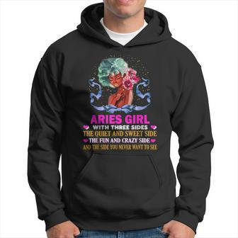 Aries Girl Has Three Sides Birthday Aries Funny Gifts Hoodie | Mazezy