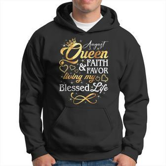 August Queen Living My Blessed Life Birthday Queen Crown Hoodie | Mazezy