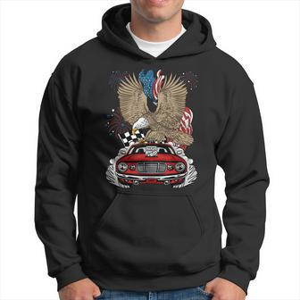 Auto Racing 4Th Of July Eagle Usa Flag Dragster Race Hoodie | Mazezy