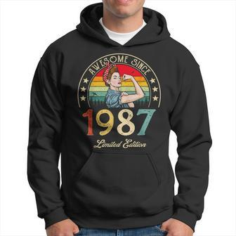 Awesome Since 1987 Vintage 1987 35Th Birthday 35 Years Old Hoodie - Thegiftio UK