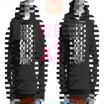 Back The Pink Breast Cancer Awareness Usa Flag Pink Ribbon Hoodie - Monsterry