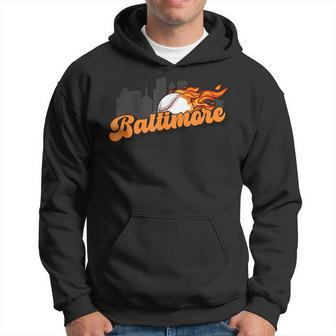 Baltimore Baseball Vintage City Skyline Retro Baseball Lover Hoodie - Seseable