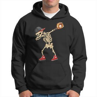 Baseball Player Catcher Pitcher With Mitt Dabbing Skeleton Hoodie - Seseable