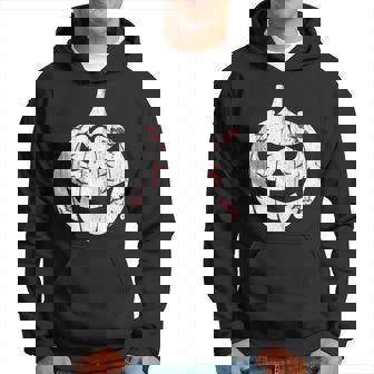 Baseball Player Scary Pumpkin Vintage Costume Halloween Pumpkin Funny Gifts Hoodie | Mazezy