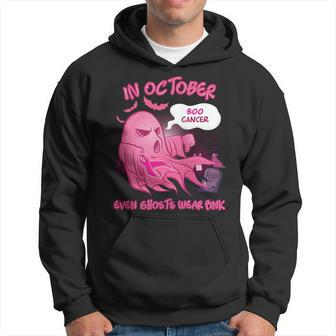 Bc Breast Cancer Awareness In October Even Ghosts Wear Pink Boo Breast Cancer Ghost1 Cancer Hoodie - Monsterry