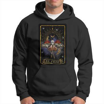 Be Free Tarot Card Vintage Halloween Occult Skull Horror Tarot Funny Gifts Hoodie | Mazezy