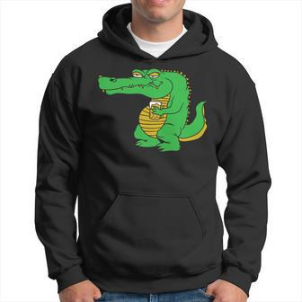 Beer Funny Alligator Drinking Cool Crocodile Drinker Beer Gift Hoodie - Monsterry