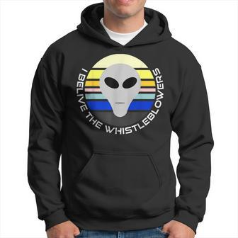 Believe The Whistleblowers Retro Vintage Style Alien Design Believe Funny Gifts Hoodie | Mazezy