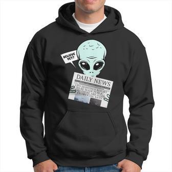 Believe Yet Alien Reading Newspaper Ufo G Hoodie - Monsterry DE