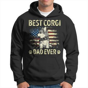 Best Corgi Dad Ever Ameican Flag Daddy Dog Lover Owner Hoodie - Seseable