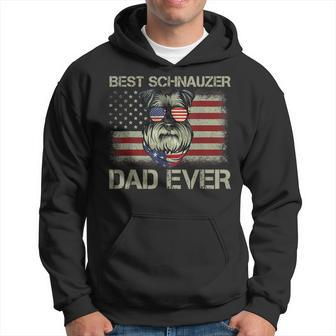 Best Schnauzer Dad Ever Dog Lover Fathers Day Usa Flag Mens Hoodie - Seseable