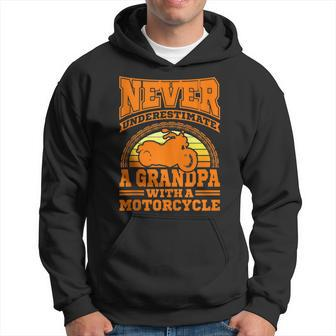 Biker Grandpa Motorcycle Never Underestimate An Old Man Hoodie - Seseable