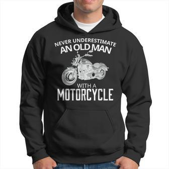 Biker Never Underestimate Old Man Motorcycle Hoodie - Seseable