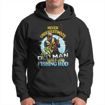 Bipoc Bass Fishing Birthday Never Underestimate Old Man Gift For Mens Hoodie - Seseable