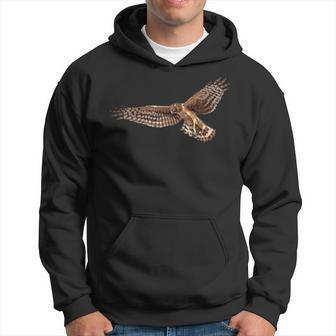Birding Harrier Hawk Marsh Hawk Pocket-Style Emblem Hoodie | Mazezy