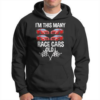 Birthday For Boys 4 Im This Many Race Cars Old Cars Funny Gifts Hoodie | Mazezy