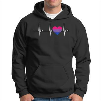 Bisexual Pride Heartbeat Ekg Pulse Heart Bisexual Flag Hoodie | Mazezy