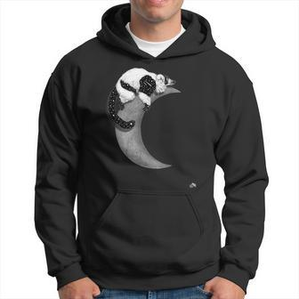 Black & White Ruffed Lemur Indri In Space On The Moon Hoodie | Mazezy