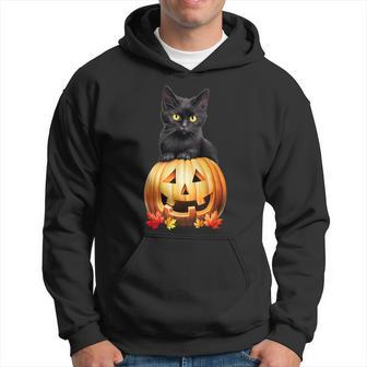 Black Cat Halloween Pumpkin Costume Hoodie - Monsterry