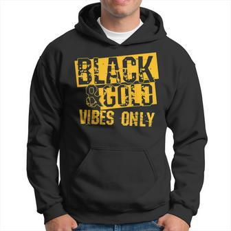 Black Gold Vibes Only Game Day Group High School Football Hoodie - Seseable