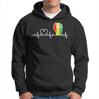 Black History Fist Junenth Heartbeat African American Hoodie | Mazezy