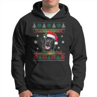 Black Lab Christmas Santa Ugly Sweater Dog Lover Xmas Hoodie | Mazezy