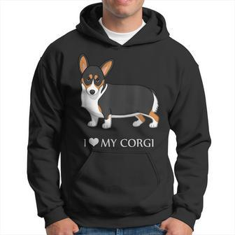 Black Tricolor I Love My Pembroke Corgi Dog Lovers Hoodie | Mazezy