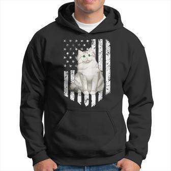 Black White American Flag Ragamuffin 4Th Of July Cat Hoodie | Mazezy