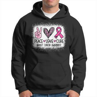 Bleached Peace Love Cure Leopard Breast Cancer Awareness Hoodie