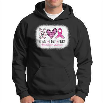 Bleached Peace Love Cure Leopard Breast Cancer Awareness Hoodie - Monsterry AU
