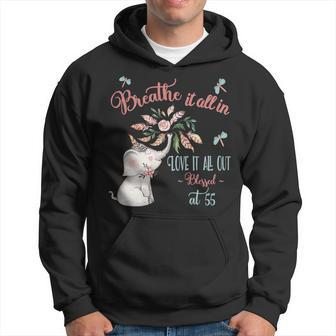 Blessed 55Th Birthday Whimsical Elephant Motivational Quote Hoodie | Mazezy
