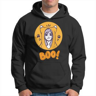 Boo Funny Anime Girl With Cat Costume Scary Halloween 2022 Hoodie | Mazezy