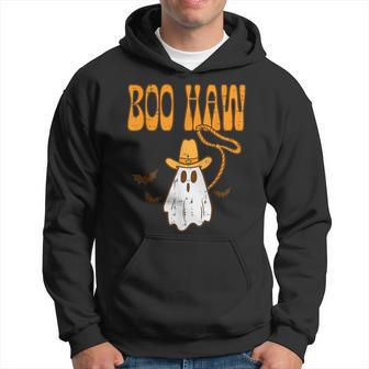 Boo Haw Cowboy Ghost Retro Vintage Groovy Halloween Boys Men Halloween Funny Gifts Hoodie | Mazezy