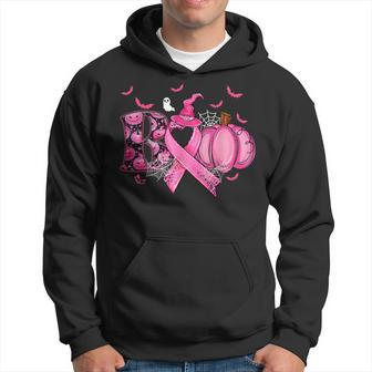 Boo Pumpkin Pink Ribbon Witch Breast Cancer Ghost Halloween Hoodie - Monsterry CA
