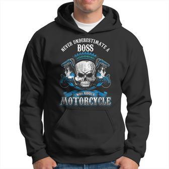 Boss Biker Never Underestimate Motorcycle Skull Hoodie - Thegiftio UK