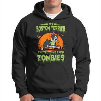 Boston Terrier Halloween Zombie American Gentleman Dog Lover Hoodie - Thegiftio UK