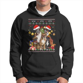 Boxer Ugly Christmas Sweater Santa Hat Hoodie - Thegiftio UK