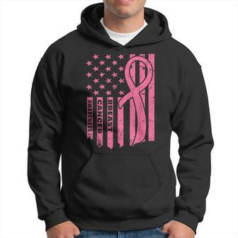 Breast Cancer Awareness Flag Usa Breast Cancer Warrior Hoodie - Seseable
